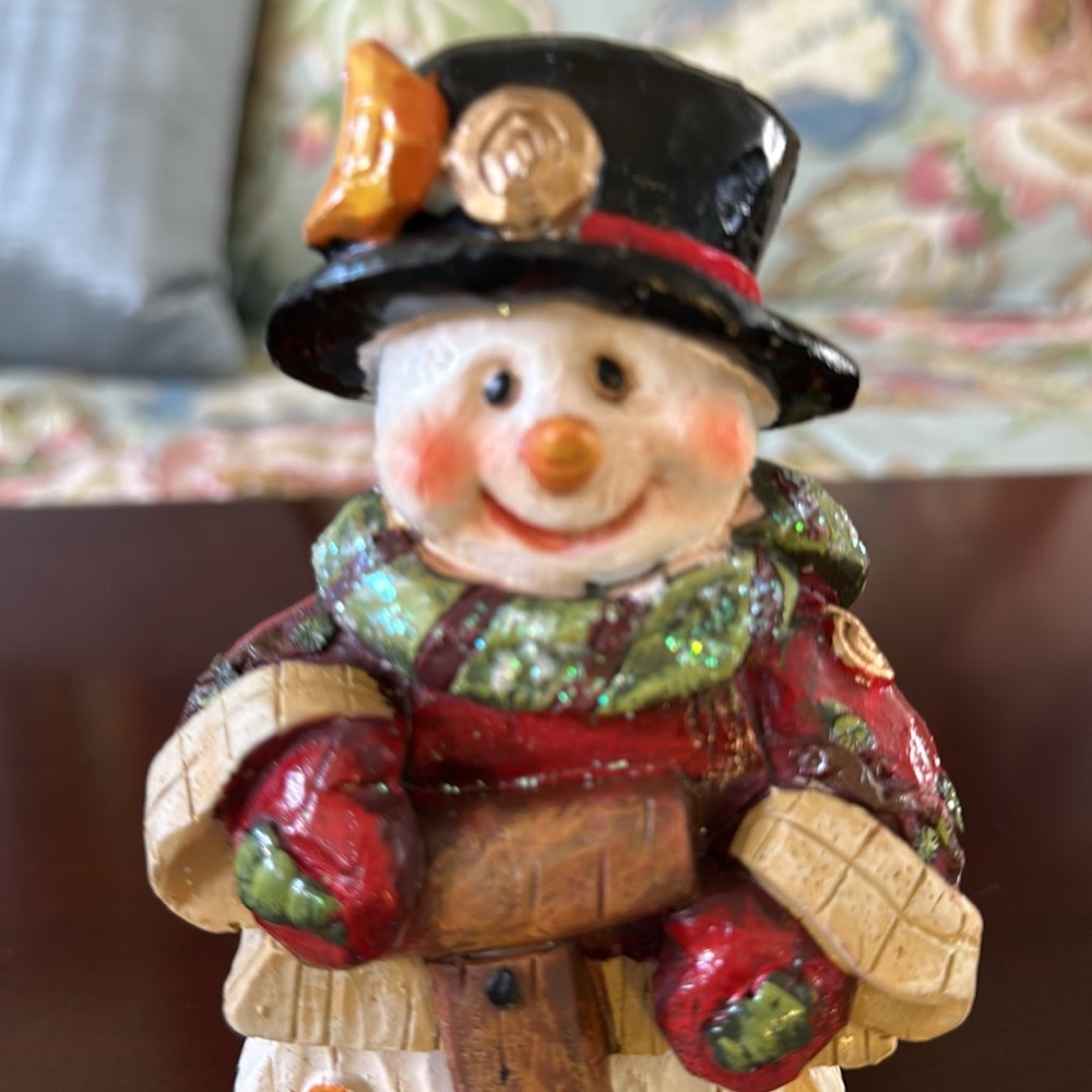 Snowman stocking holder with crescent moon on top hat - Picture 3 of 5